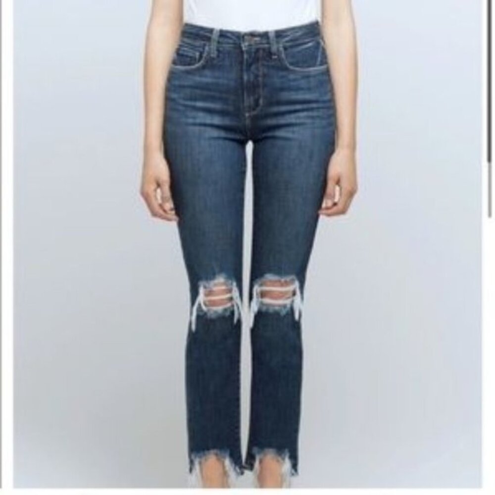 L'AGENCE High Line Skinny Maigre High Rise Distressed Jeans